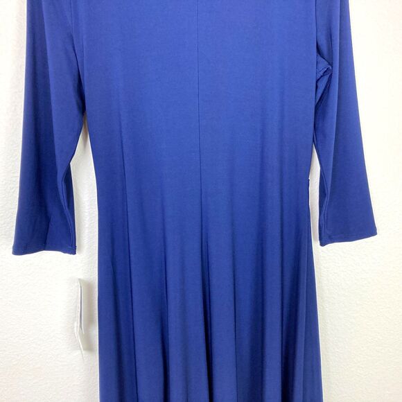 Perceptions New York NWT Midi Dress Size M Navy Blue Knot Waist Formal or Office - Picture 6 of 8